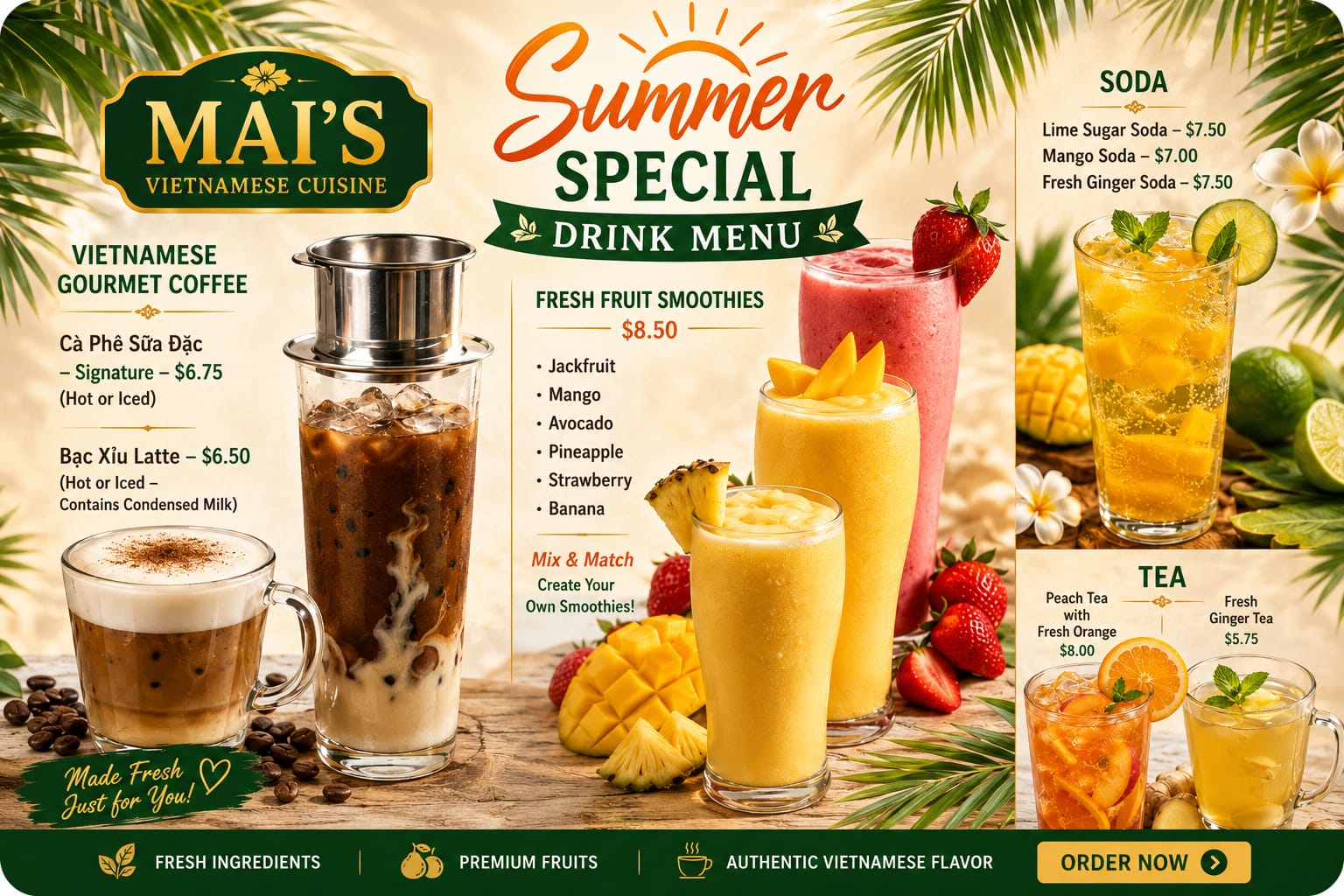 Mai’s Vietnamese cuisine promotional selection